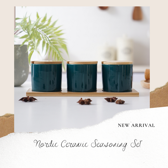 B#8 Nordic Ceramic Seasoning Green (3piece Set) Green