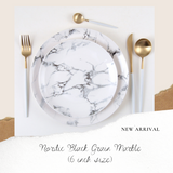 B#8 Nordic Black Grain Marble Plate (6 inch)