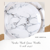 B#8 Nordic Black Grain Marble Plate (6 inch)