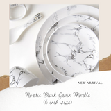 B#8 Nordic Black Grain Marble Plate (6 inch)