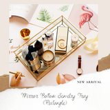 B#8 Mirror Bottom Jewelry Tray Gold (Rectangle)