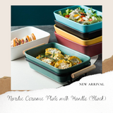 B#8 Nordic Ceramic Plate with Handle (Black)