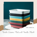 B#8 Nordic Ceramic Plate with Handle (Black)