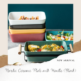 B#8 Nordic Ceramic Plate with Handle (Black)