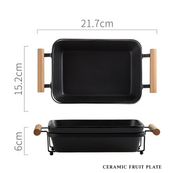 B#8 Nordic Ceramic Plate with Handle (Black)