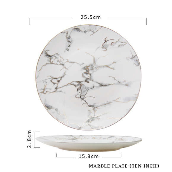 B#8 Nordic Black Grain Marble Plate (10 inch)