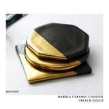 B#5 Ceramic Cup Mat Polygon(Black/Gold)