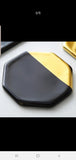 B#5 Ceramic Cup Mat Polygon(Black/Gold)